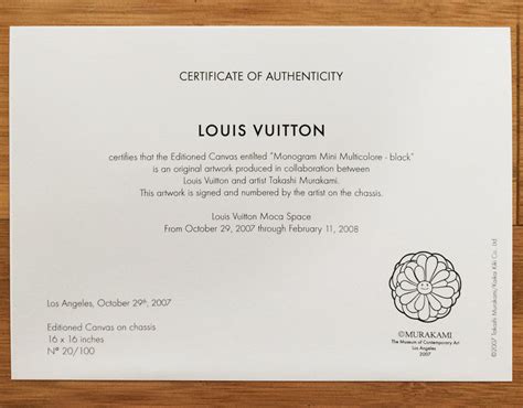 certificate of authenticity Louis Vuitton